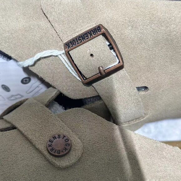 Birkenstock Boston Wome Taupe Suede Leather Soft Footbed New w/box Narrow/Wide - Picture 9 of 10